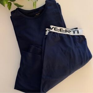 WEERTI  Navy Blue Thermal Underwear set for men with fleece lined base layer .